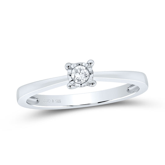 Sterling Silver 1/12 Cttw Natural Diamond Round Wedding Engagement Anniversary Ring, Women Size: 5-9