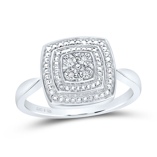 Sterling Silver 0.01 Cttw Natural Diamond Cushion Wedding Engagement Anniversary Ring, Women Size: 5-9