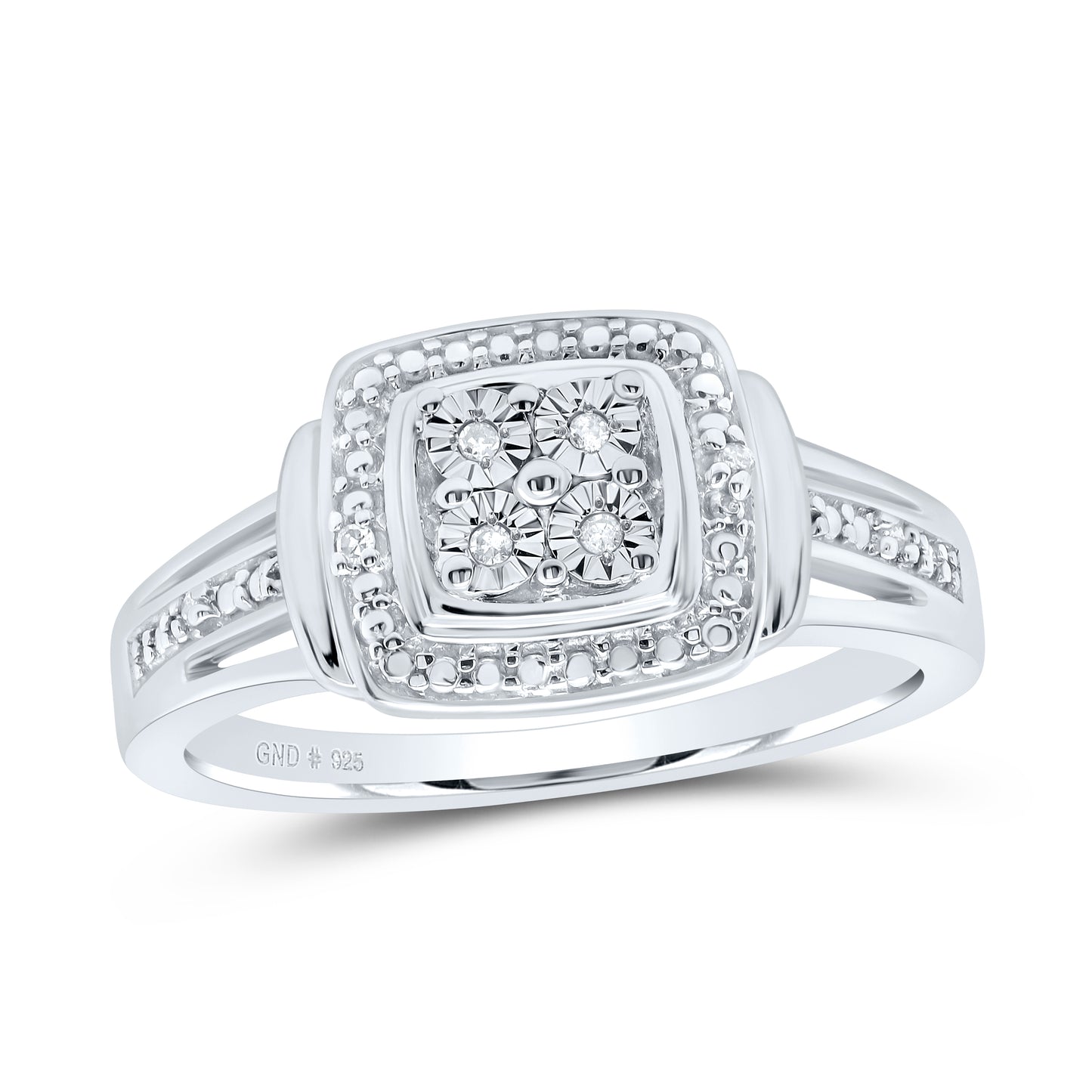 Sterling Silver 0.03 Cttw Natural Diamond Cushion Wedding Engagement Anniversary Ring, Women Size: 5-9