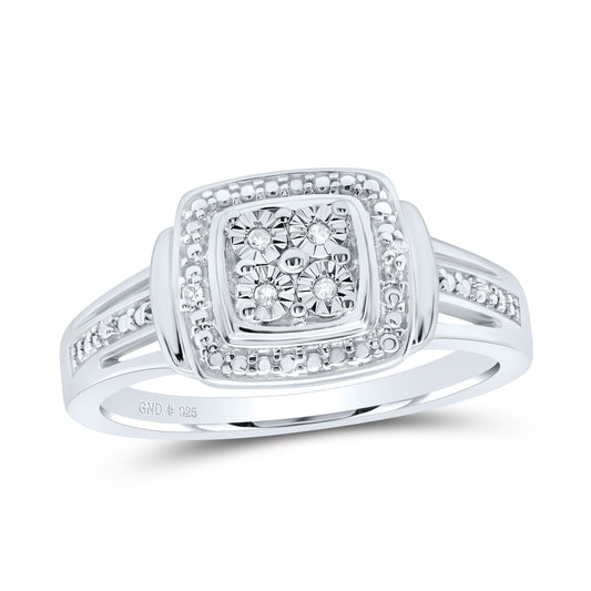 Sterling Silver 0.03 Cttw Natural Diamond Cushion Wedding Engagement Anniversary Ring, Women Size: 5-9