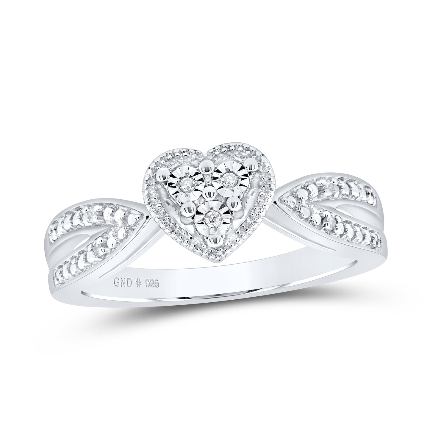 Sterling Silver 0.03 Cttw Natural Diamond Heart Wedding Engagement Anniversary Ring, Women Size: 5-9