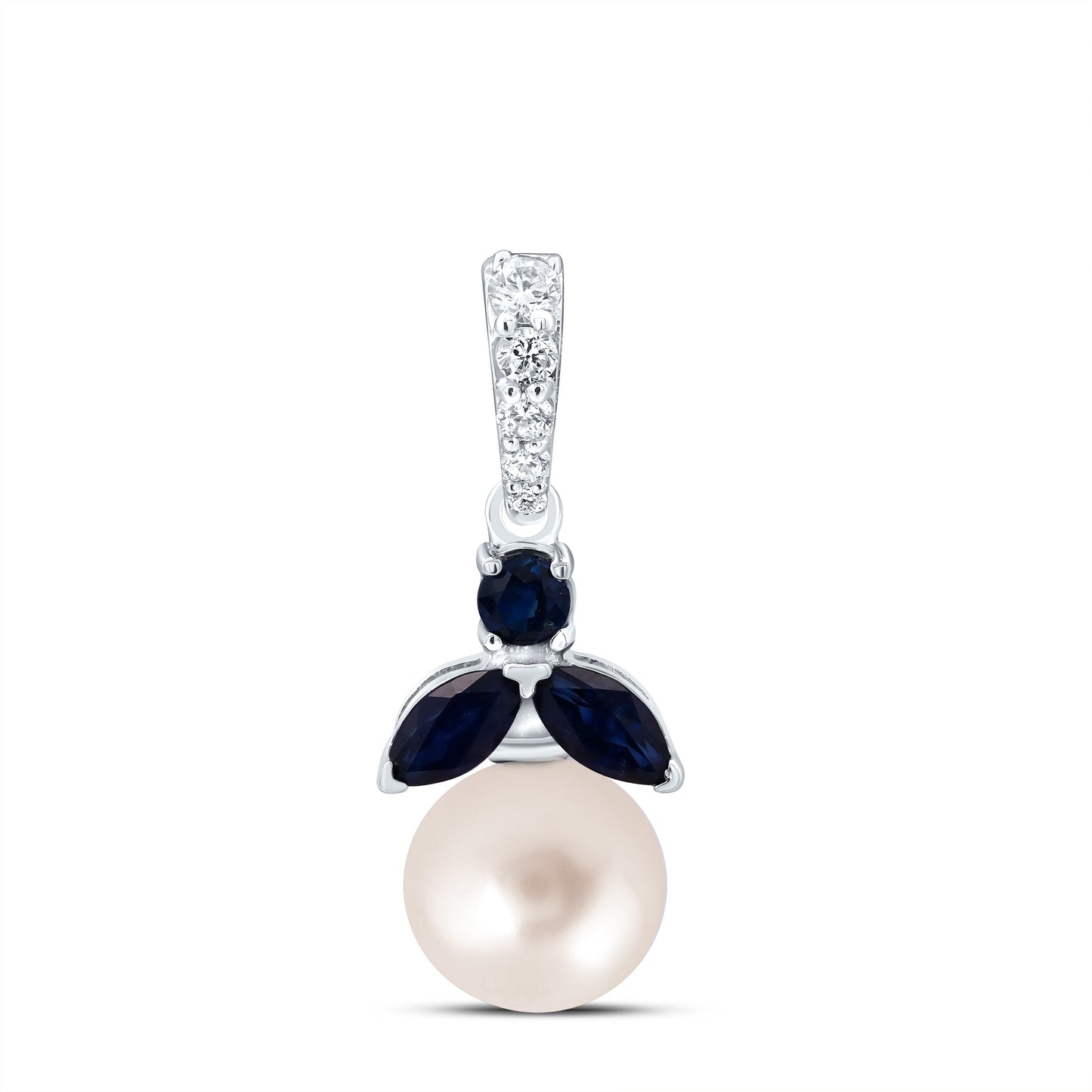 14kt White Gold 1/20 Cttw Diamond Ana M and 1/5 Bs, 6mm-pearl Natural Gem Pendant