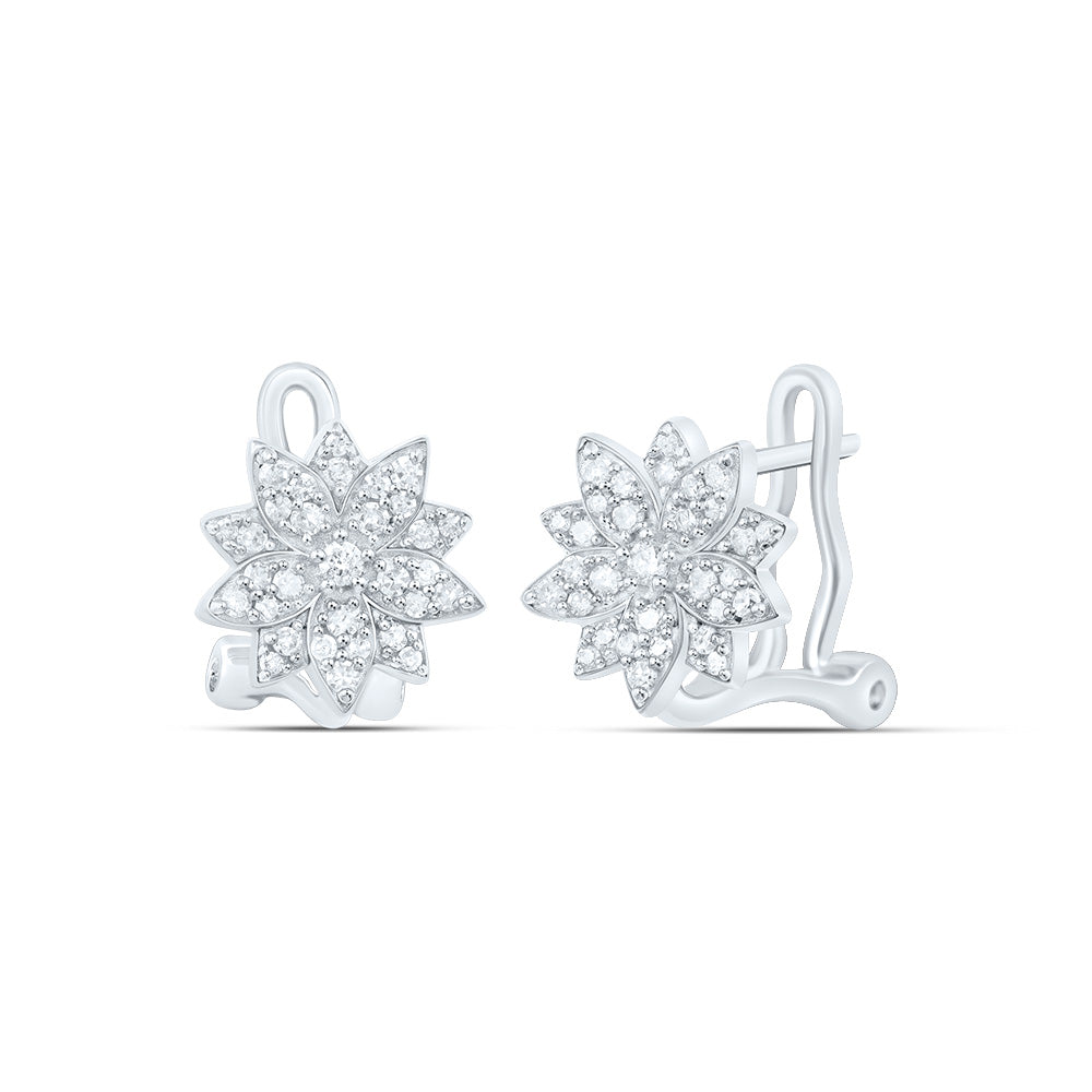 Sterling Silver 1/4 Cttw Diamond Flower Earring