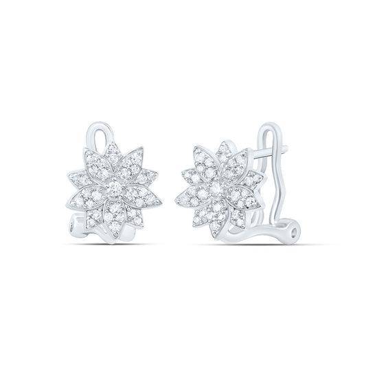 Sterling Silver 1/4 Cttw Diamond Flower Earring