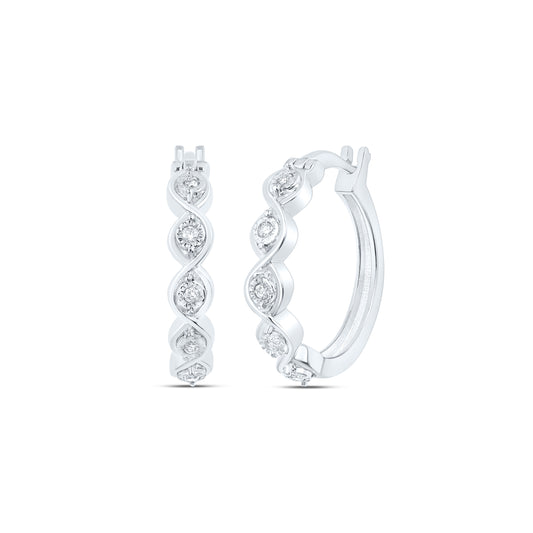 Sterling Silver 1/8 Cttw Diamond Hoop Earring