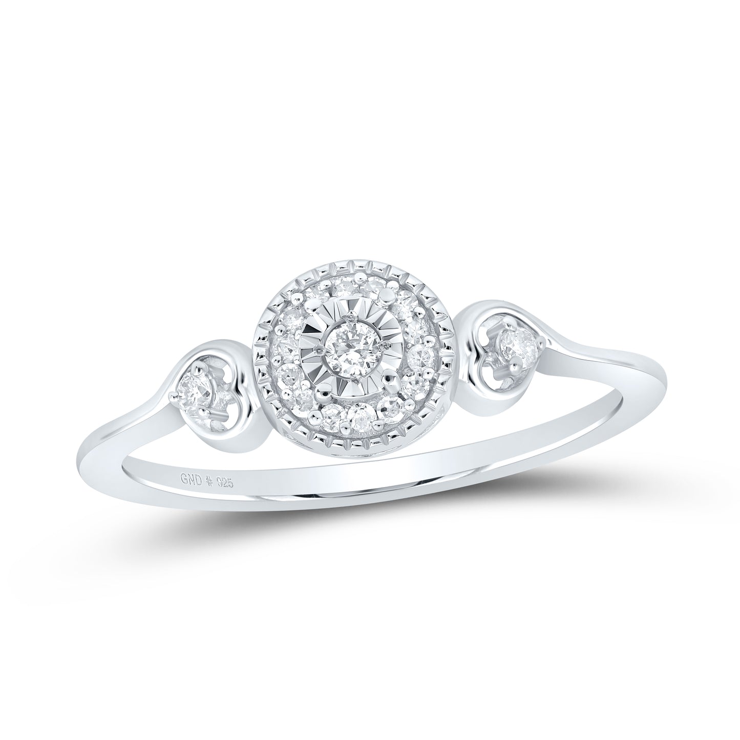 Sterling Silver 1/8 Cttw Diamond Round Wedding Engagement Anniversary Ring, Women Size: 5-9