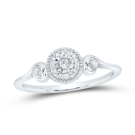 Sterling Silver 1/8 Cttw Diamond Round Wedding Engagement Anniversary Ring, Women Size: 5-9