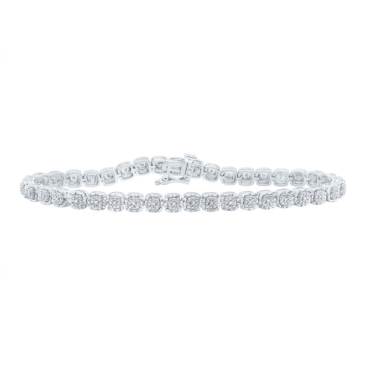 Sterling Silver 1/10 Cttw Natural Diamond Bracelet, Length: 7 Inch
