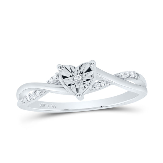 Sterling Silver 1/20 Cttw Natural Diamond Heart Wedding Engagement Anniversary Ring, Women Size: 5-9