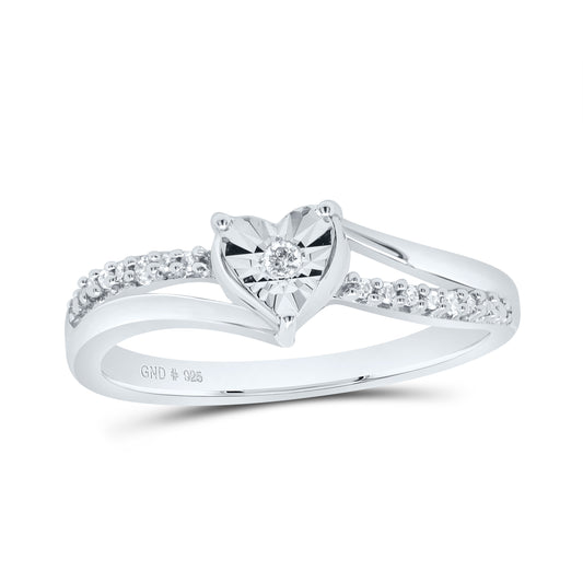 Sterling Silver 1/12 Cttw Natural Diamond Heart Wedding Engagement Anniversary Ring, Women Size: 5-9