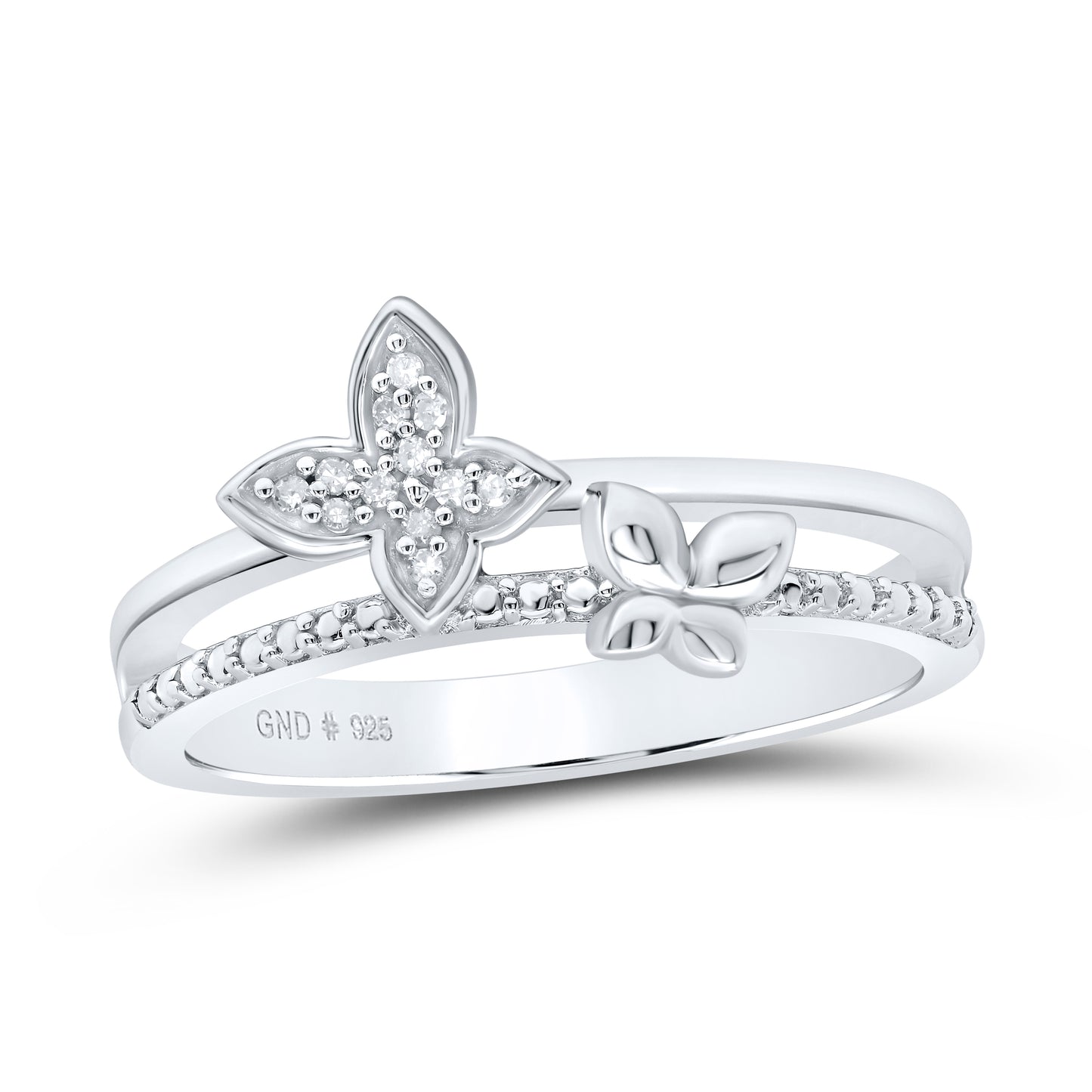 Sterling Silver 1/20 Cttw Natural Diamond Wedding Engagement Anniversary Butterfly Ring, Women Size: 5-9
