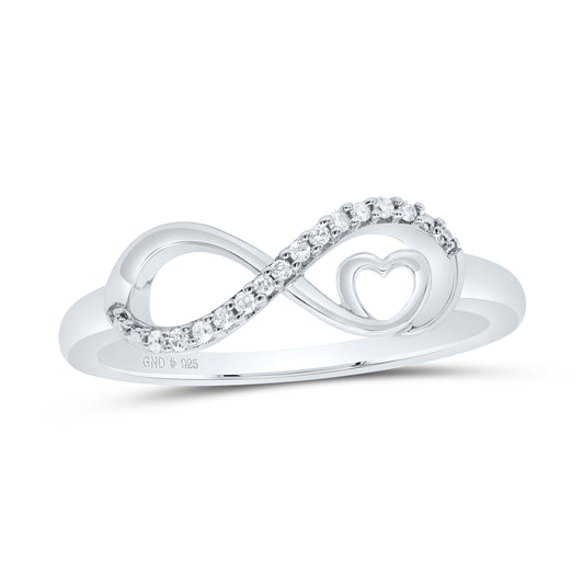 Sterling Silver 1/20 Cttw Natural Diamond Heart Infinity Wedding Engagement Anniversary Ring, Women Size: 5-9