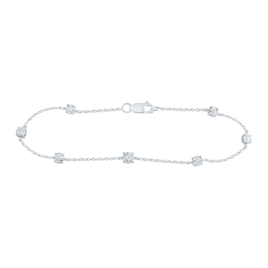 14kt White Gold 1/5 Cttw Diamond Fashion Bracelet, Length: 7 Inch