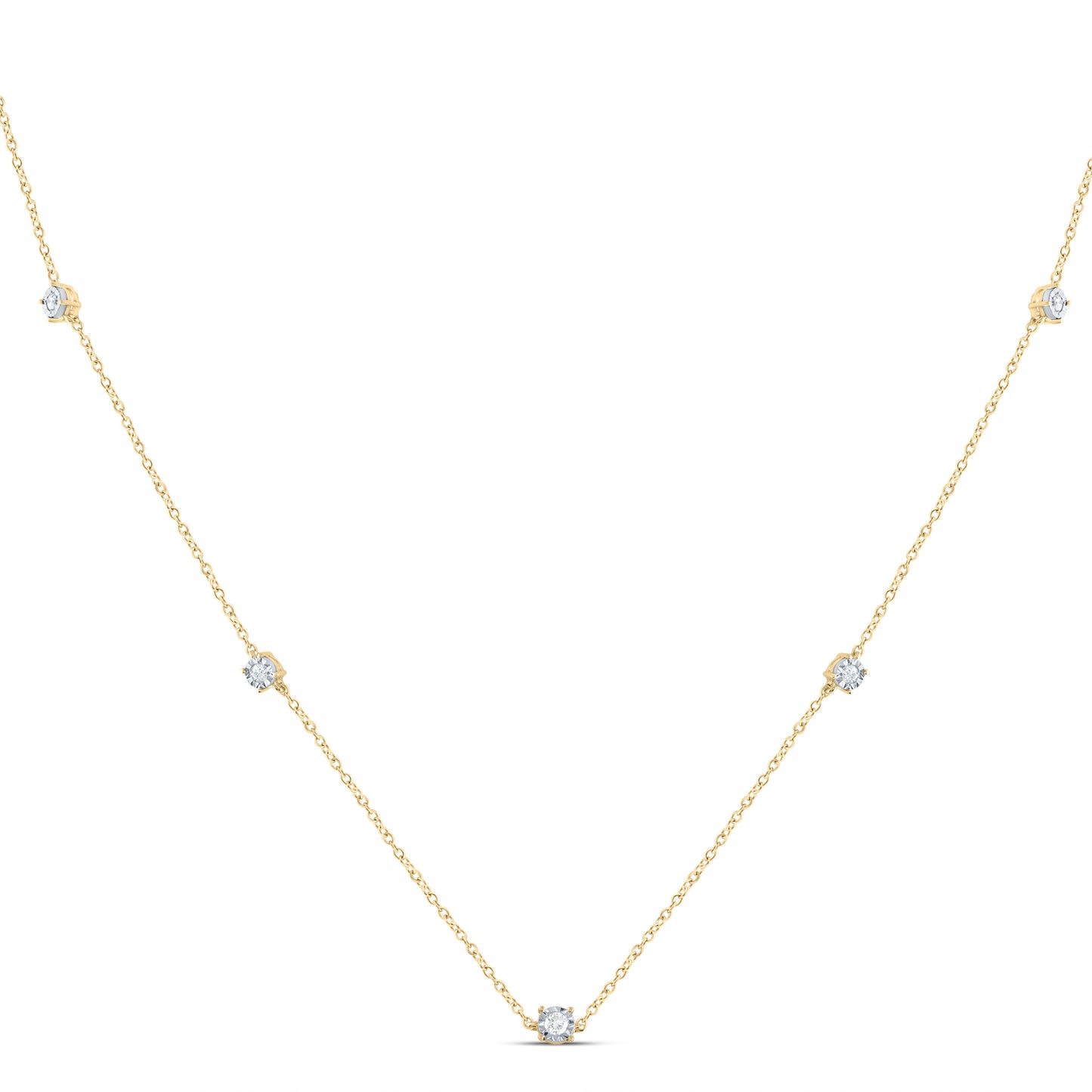 14K Yellow Gold 1/6Ctw Natural Diamond Cn Fashion Necklace (22 Inch)
