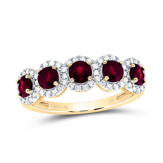 14K Yellow Gold 1/4 Ctw Diamond Round Natural Gem Anniversary Band, Womens Size: 5-9