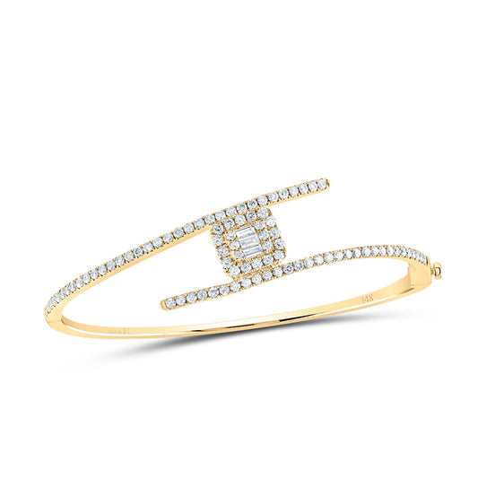 14kt Yellow Gold 1 1/2 Cttw Natural Diamond Ana M Fashion Bangle (48x60 Mm)