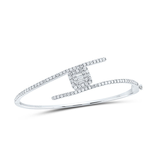 14kt White Gold 1 1/2 Cttw Natural Diamond Ana M Fashion Bangle (48x60 Mm)