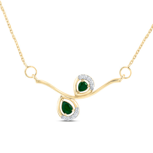 14kt Yellow Gold Natural Diamond and Pear Natural Gem Fashion Necklace, Length: 18 Inch