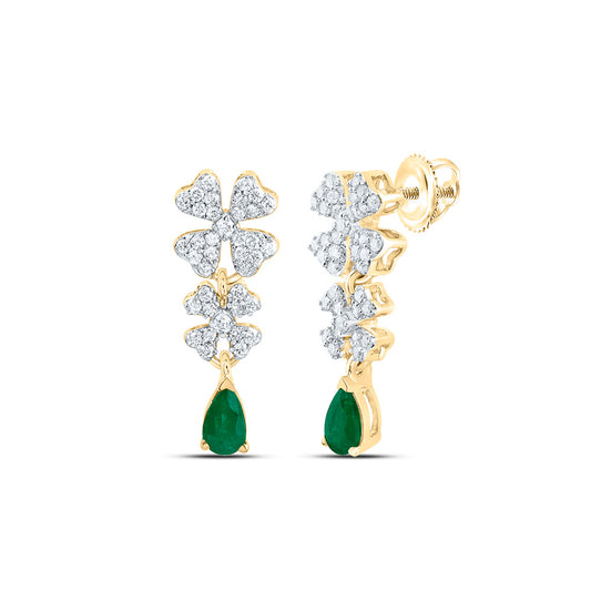 14kt Yellow Or White Gold Natural Diamond 5x3mm Pear Natural Gem Fashion Flower Earring