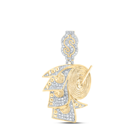 10kt Yellow Gold 1/2 Cttw Natural Diamond Money Roll Mens Charm