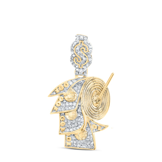 10kt Yellow Gold 1/4 Cttw Natural Diamond Money Roll Mens Charm