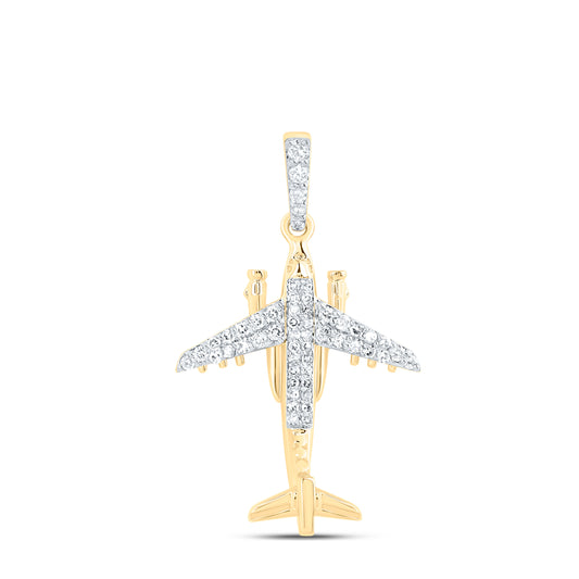 10kt Yellow Gold 1/3 Cttw Natural Diamond Flight Fashion Pendant