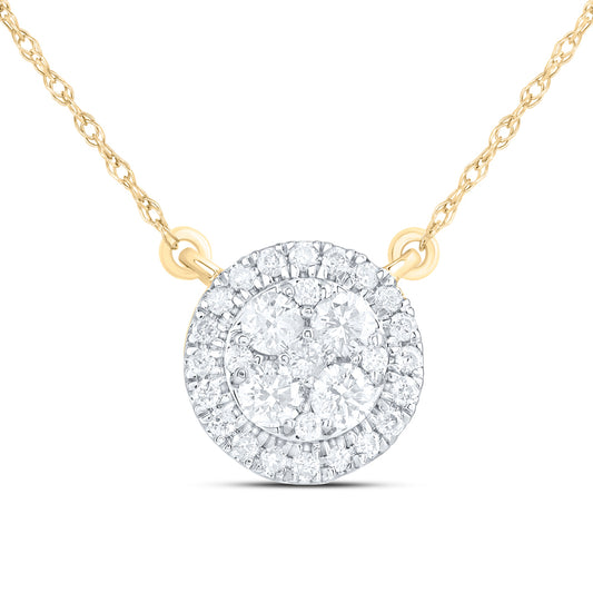 14kt Yellow Gold 1/3 Cttw Natural Diamond Fashion Round Necklace, Length: 18 Inch