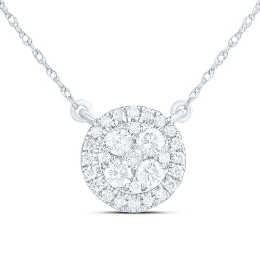 14kt White Gold 1/3 Cttw Natural Diamond Fashion Round Necklace, Length: 18 Inch