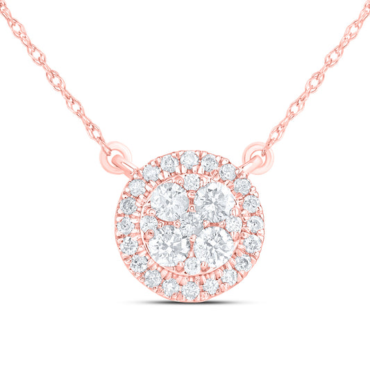 14kt Rose Gold 1/3 Cttw Natural Diamond Fashion Round Necklace, Length: 18 Inch