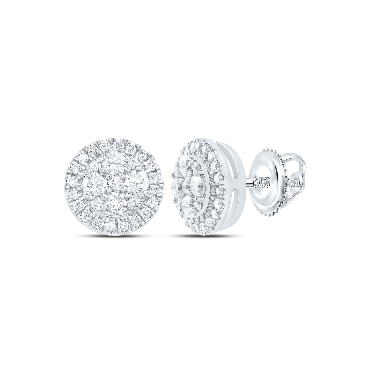 14kt White Gold 1/2 Cttw Natural Diamond Fashion Round Stud Earring