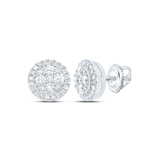 14kt White Gold 1/2 Cttw Natural Diamond Fashion Round Stud Earring
