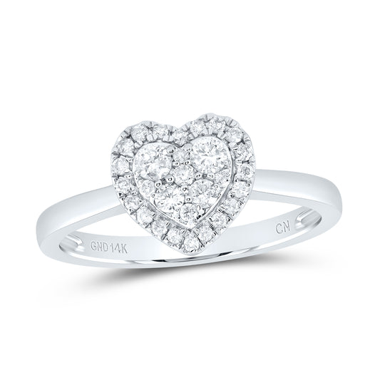 14kt White Gold 1/3 Cttw Diamond Fashion Heart Wedding Engagement Anniversary Ring, Women Size: 5-9