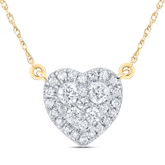 14kt Yellow Gold 1/3 Cttw Natural Diamond Fashion Heart Necklace, Length: 18 Inch
