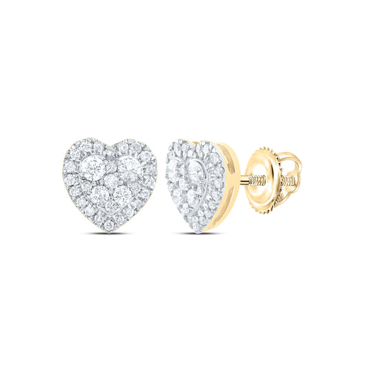 14kt Yellow Or White Or Rose Gold Natural Diamond Fashion Heart Stud Earring