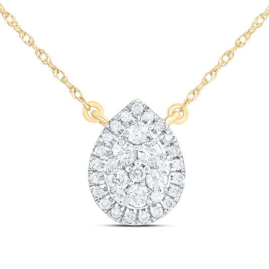 14kt Yellow Gold 1/3 Cttw Natural Diamond Fashion Pear Necklace, Length: 18 Inch