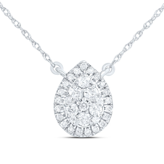 14kt White Gold 1/3 Cttw Natural Diamond Fashion Pear Necklace, Length: 18 Inch