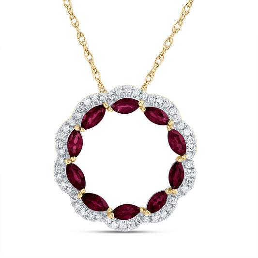 14K Yellow or White Gold 1/5 Ctw Diamond Marquise Natural Gem Fashion Necklace (18 Inch)