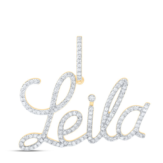 10kt Yellow Gold 5/8 Cttw Diamond " Leila" Nameplate