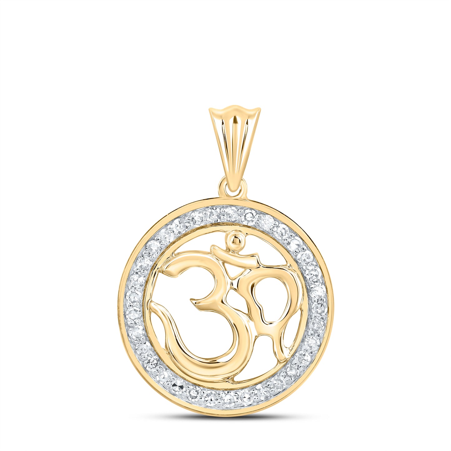10kt Yellow Gold 1/5 Cttw Natural Diamond Fashion Om Pendant