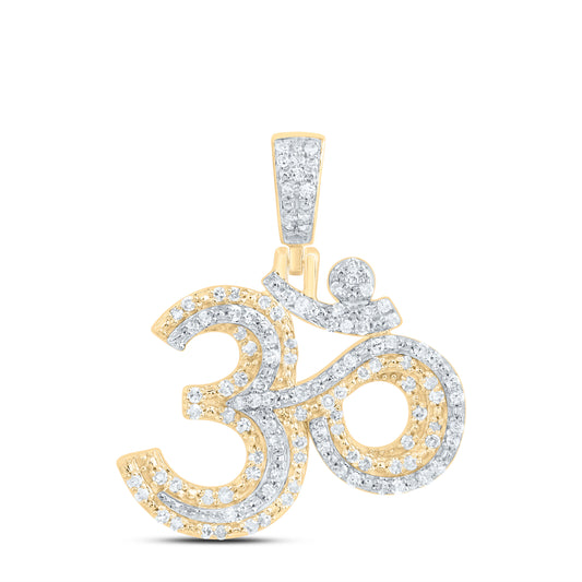 10kt Yellow Gold 1/3 Cttw Natural Diamond Fashion Om Pendant