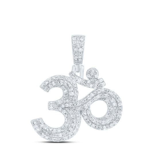 10kt White Gold 1/3 Cttw Natural Diamond Fashion Om Pendant