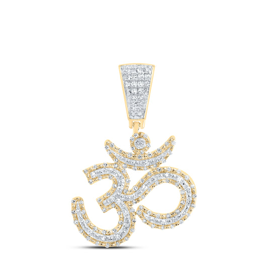 10kt Yellow Gold 3/8 Cttw Natural Diamond Fashion Om Pendant
