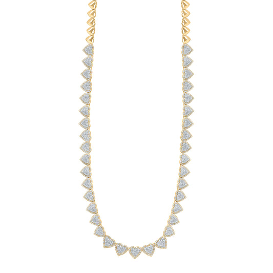 14kt Yellow Gold 4 Cttw Natural Diamond Fashion Heart Necklace, Length: 17 Inch