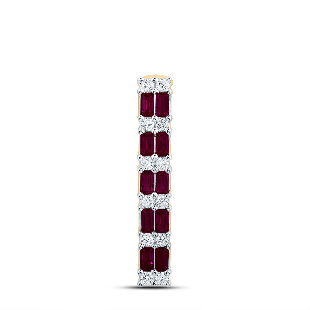 14kt Yellow Gold 1/5 Cttw Natural Diamond Ana M and 1/2 Cttw Baguette Ruby Natural Gem Fashion Pendant