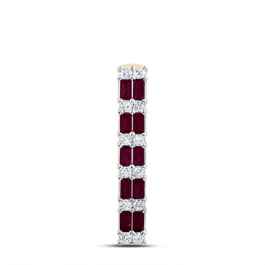 14kt Yellow Gold 1/5 Cttw Natural Diamond Ana M and 1/2 Cttw Baguette Ruby Natural Gem Fashion Pendant