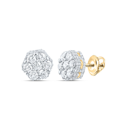 14kt Yellow Gold 1 1/4 Cttw Natural Diamond Ana M Fashion Flower Stud Earring