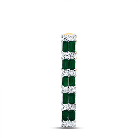 14kt Yellow Gold 1/5 Cttw Natural Diamond Ana M and 1/2 Cttw Baguette Emerald Natural Gem Fashion Pendant