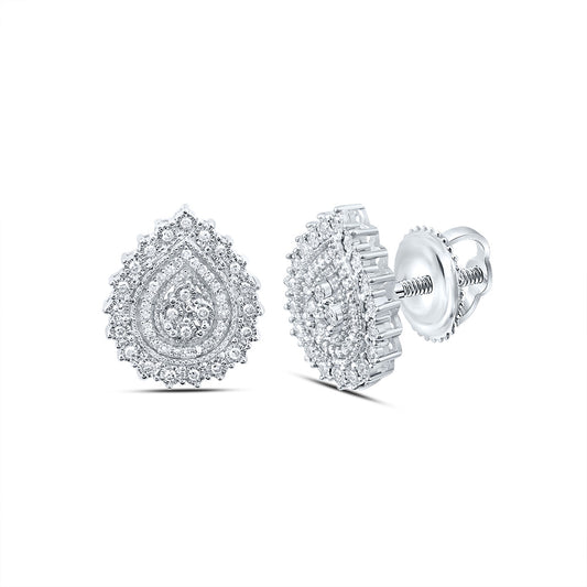 Sterling Silver 1/4 Cttw Natural Diamond Pear Earring