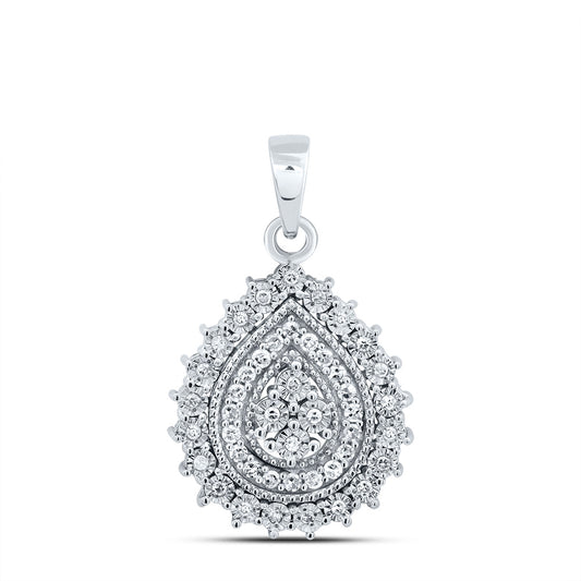 Sterling Silver 1/5 Cttw Natural Diamond Pear Pendant