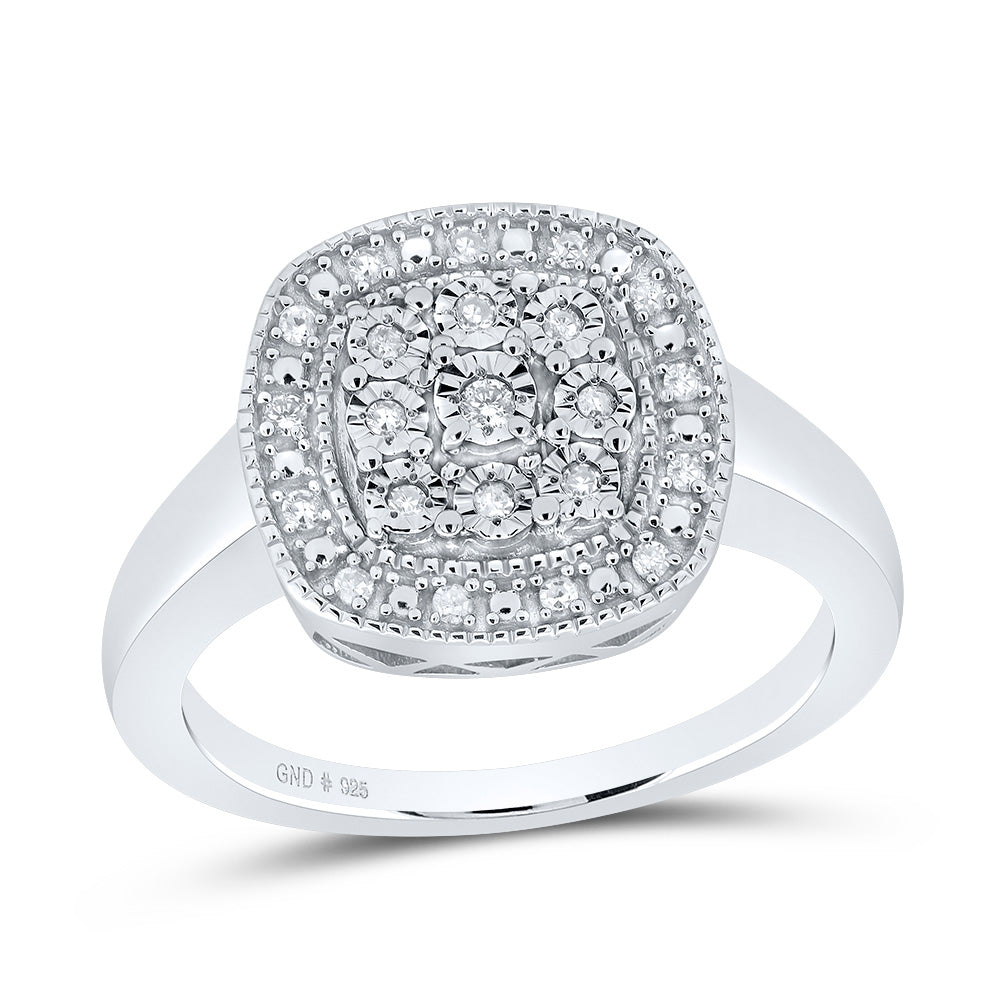 Sterling Silver 1/10 Cttw Natural Diamond Cushion Wedding Engagement Anniversary Ring, Women Size: 5-9